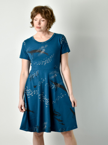 Friday Dress - Teal with Deep Sea Print