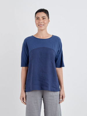 Yoke Top - Navy Blue