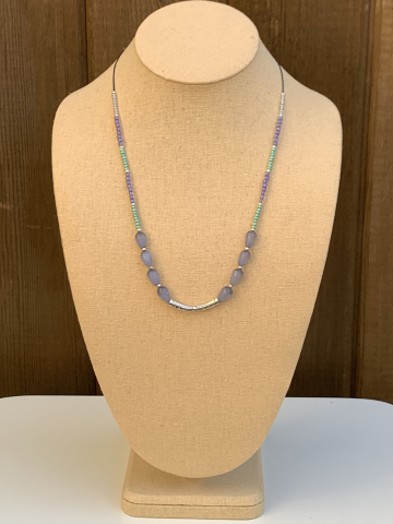 Waxed cord necklace - Lavender Teardrop
