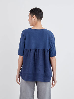 Yoke Top - Navy Blue