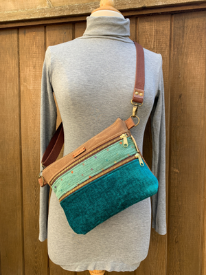 Double zipper Grab and Go Bag - Teals