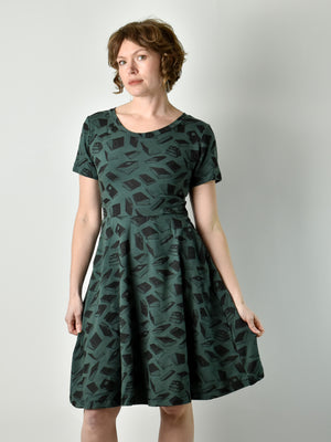 Friday Dress - Green with Books