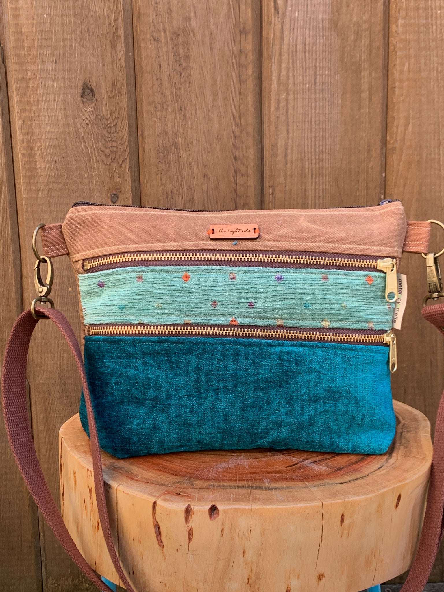 Double zipper Grab and Go Bag - Teals