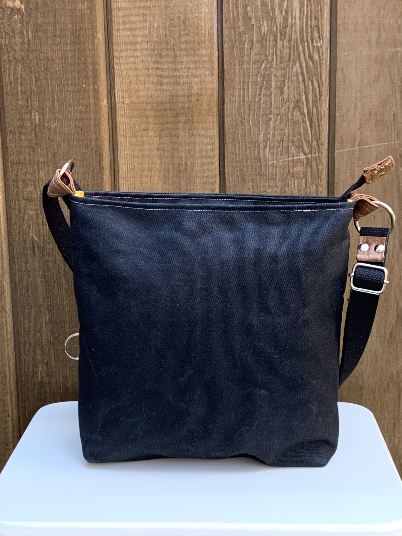 Everyday Double Zipper Handbag - Black, Dark Blue Heather and Charcoal Grey