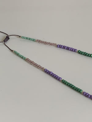 Waxed cord necklace - Purple cylinder agates