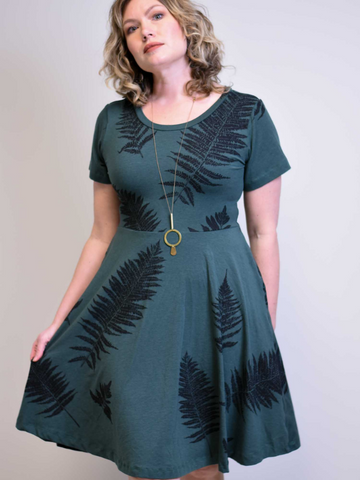 Friday Dress - Green with Ferns