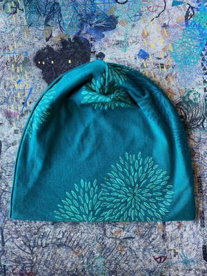 Bamboo Slouch Hat - Malachite with Chrysanthemums