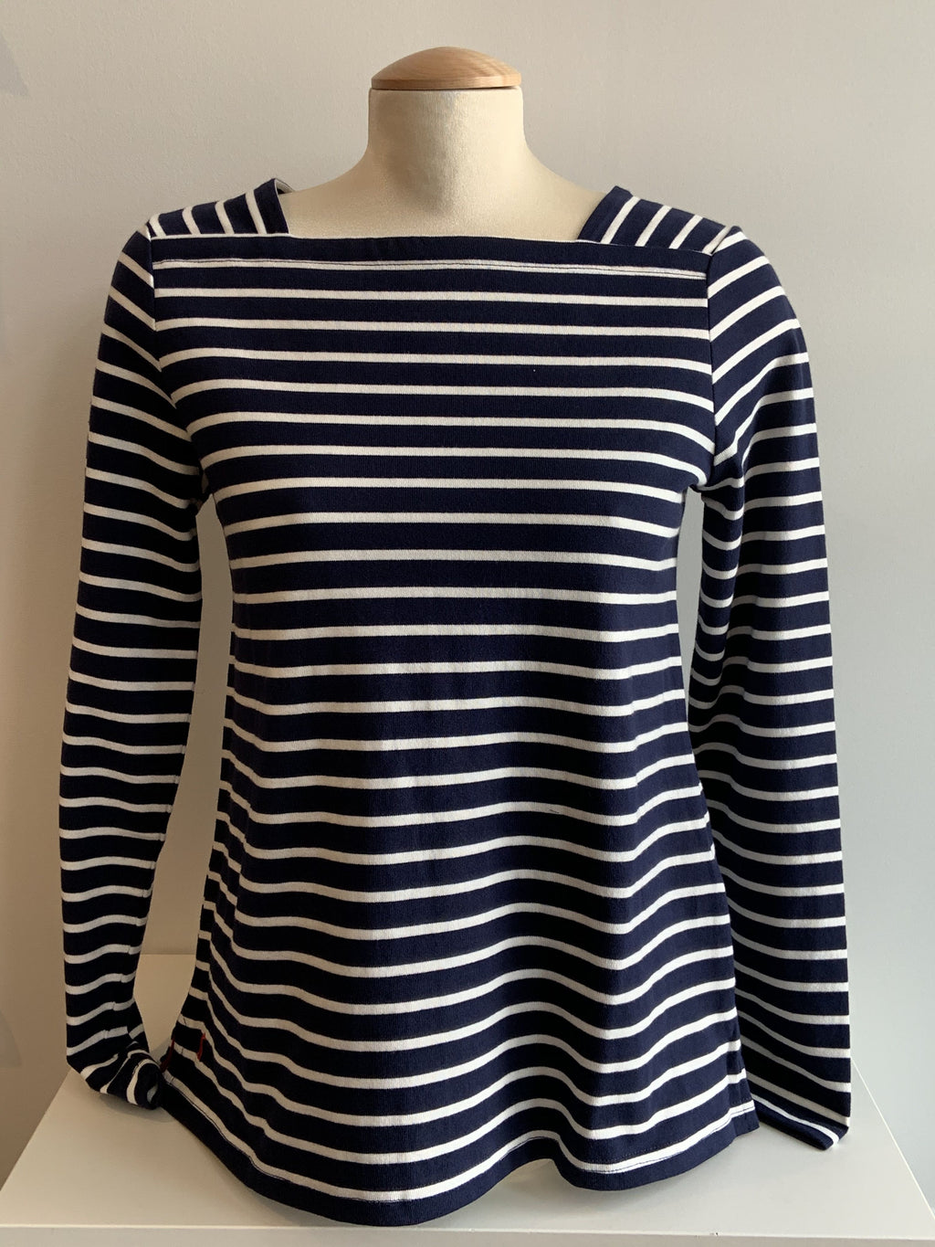 Square Neck Transitional Tee - Navy Stripe