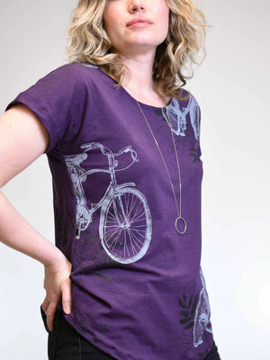 Bicyles and Flowers Bamboo Short Sleeve Top