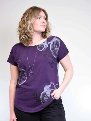 Bicyles and Flowers Bamboo Short Sleeve Top