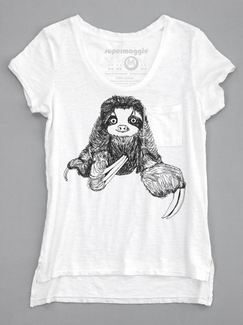 Phoebe Pocket Sloth Tee - Marshmallow