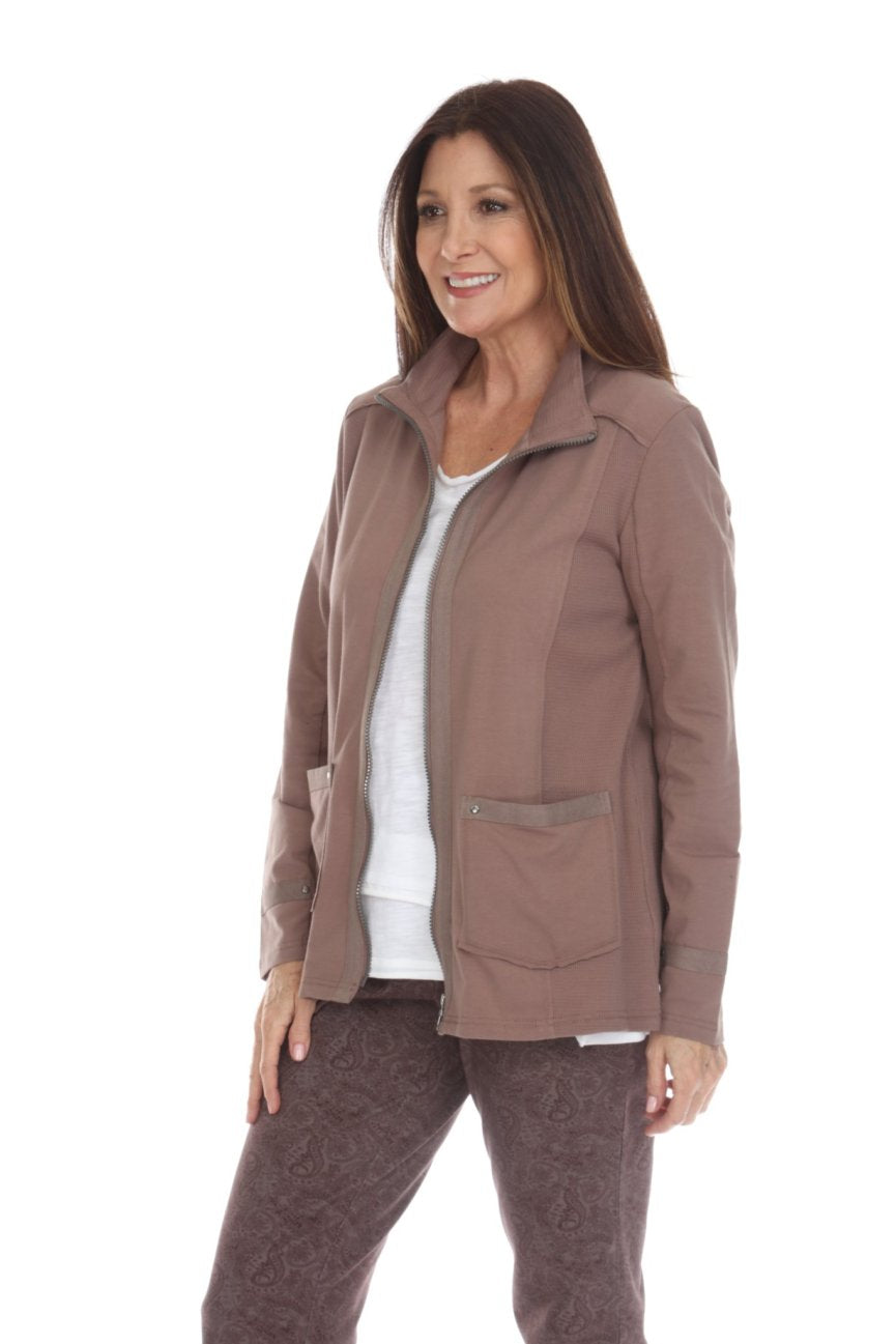 Cotton Zipper Jacket - Taupe