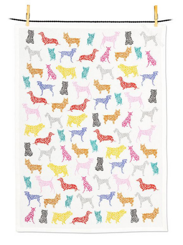 Colourful Dogs Tea Towel