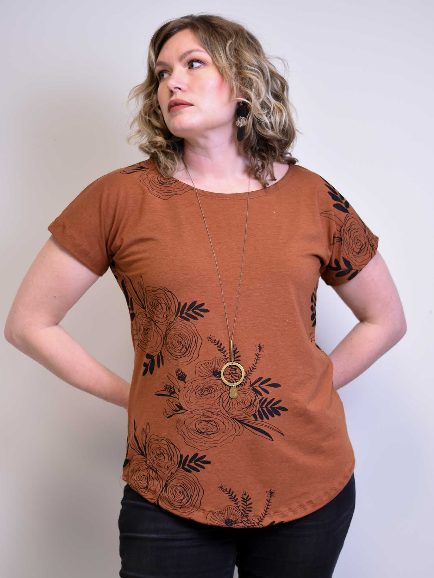 Floral Bamboo Short Sleeve Top