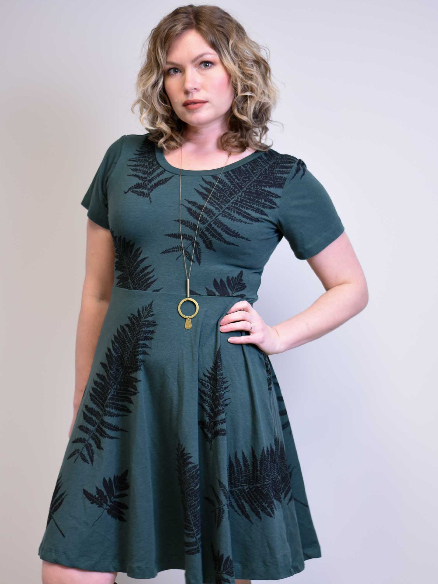 Friday Dress - Green with Ferns