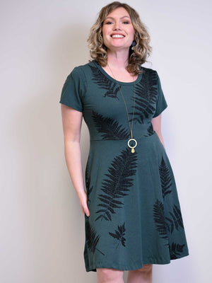 Friday Dress - Green with Ferns