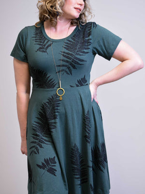 Friday Dress - Green with Ferns